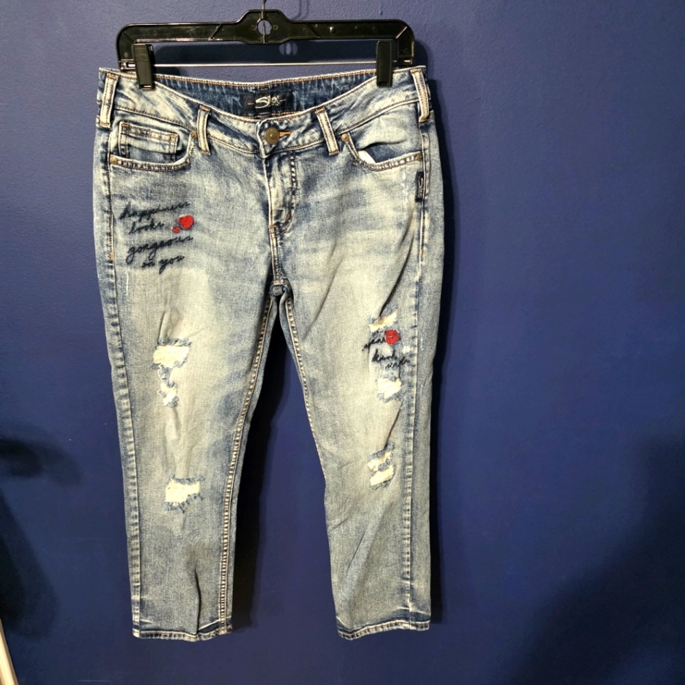 Silver Jeans Co Elyse Mid Slim Boot Super Stretch Jeans Women's Size 28×26